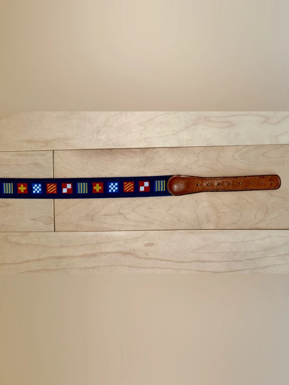 VTG Jos. A. Bank Nautical Signal Flags Belt Canvas Leather Brass Made in USA 40